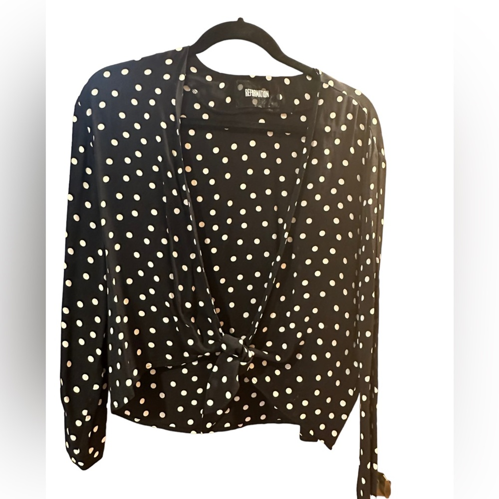 Reformation Black and White Polka Dot Blouse - Picture 2 of 4